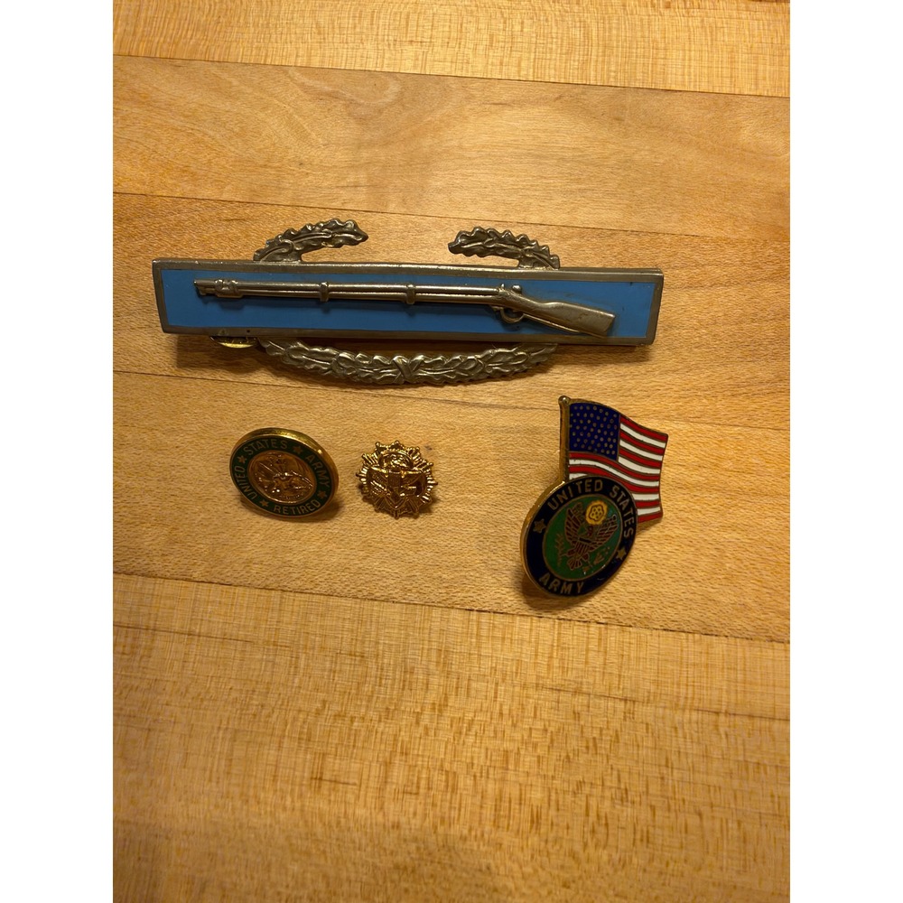 Vintage US Army Combat Infantryman Badge CIB NS Meyer & Retired Pin Lot of 4